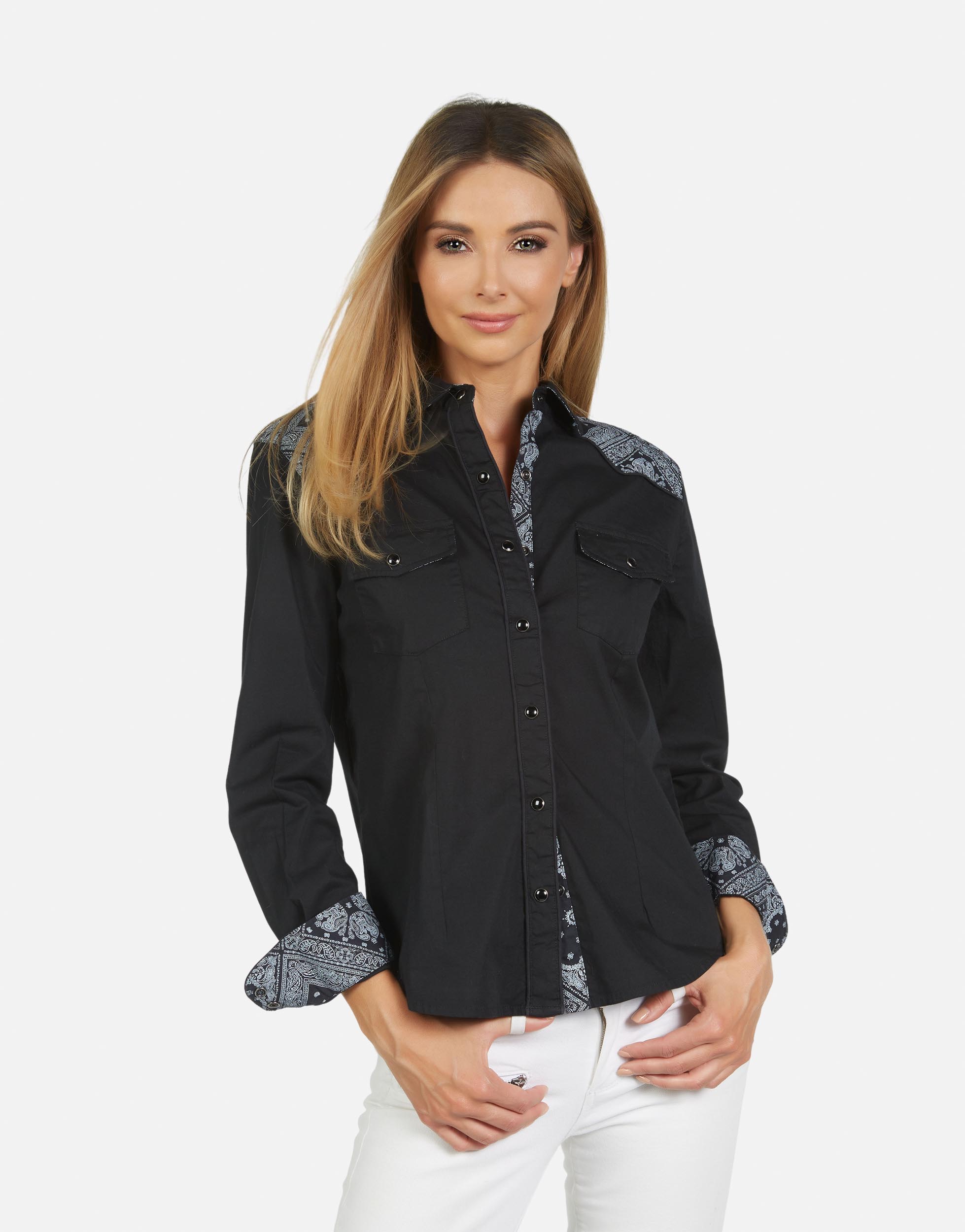 Ladies black dress clearance shirt