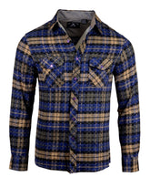Men's Casual Flannel Fashion Button Up Shirt - Get Rhythm in Navy by Rock Roll n Soul