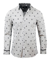 Men's Casual Fashion Button Up Shirt - Overkill White Skull by Rock Roll n Soul