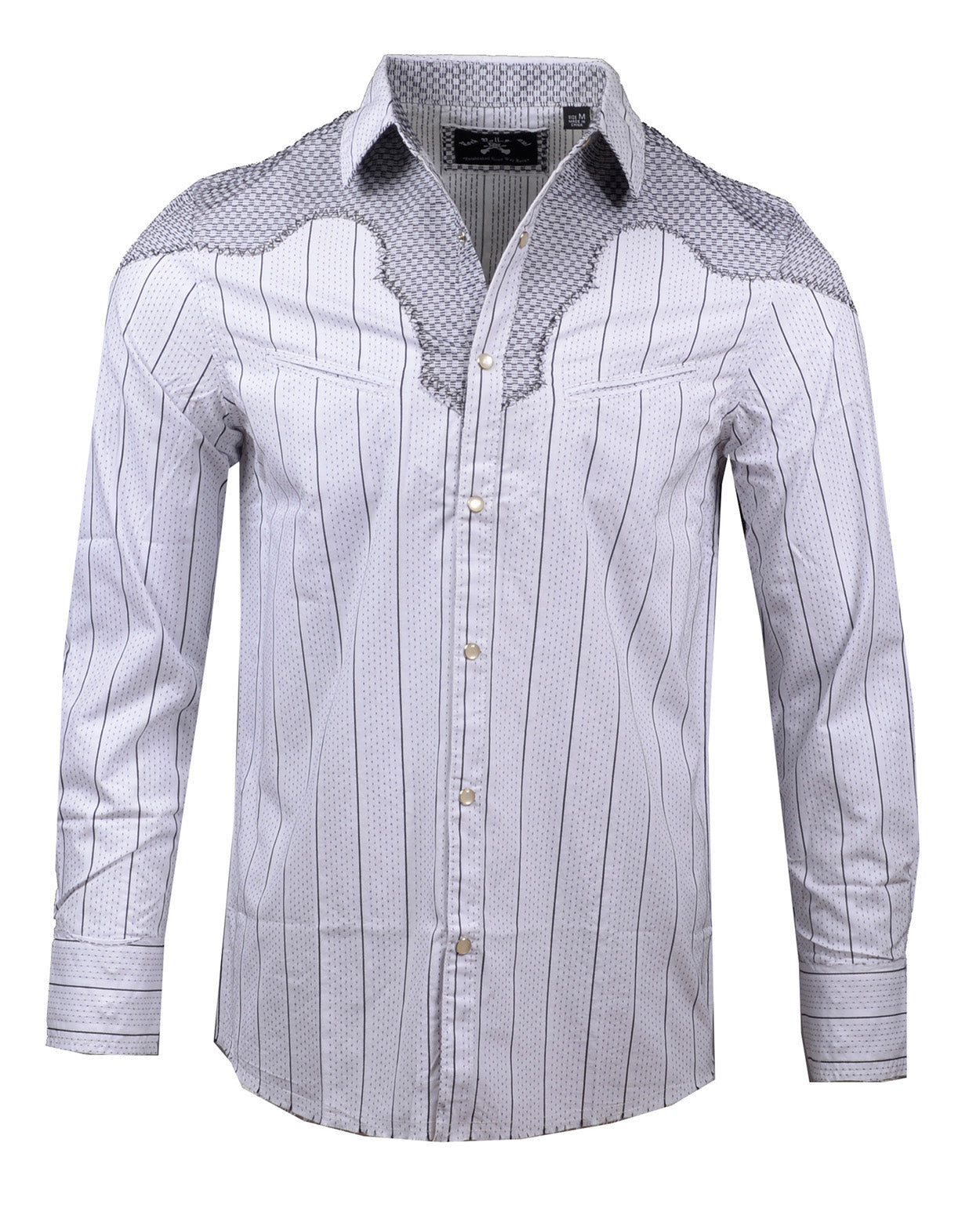 Men's Western Button Up Shirt - Western County Bars White by Rock Roll n Soul