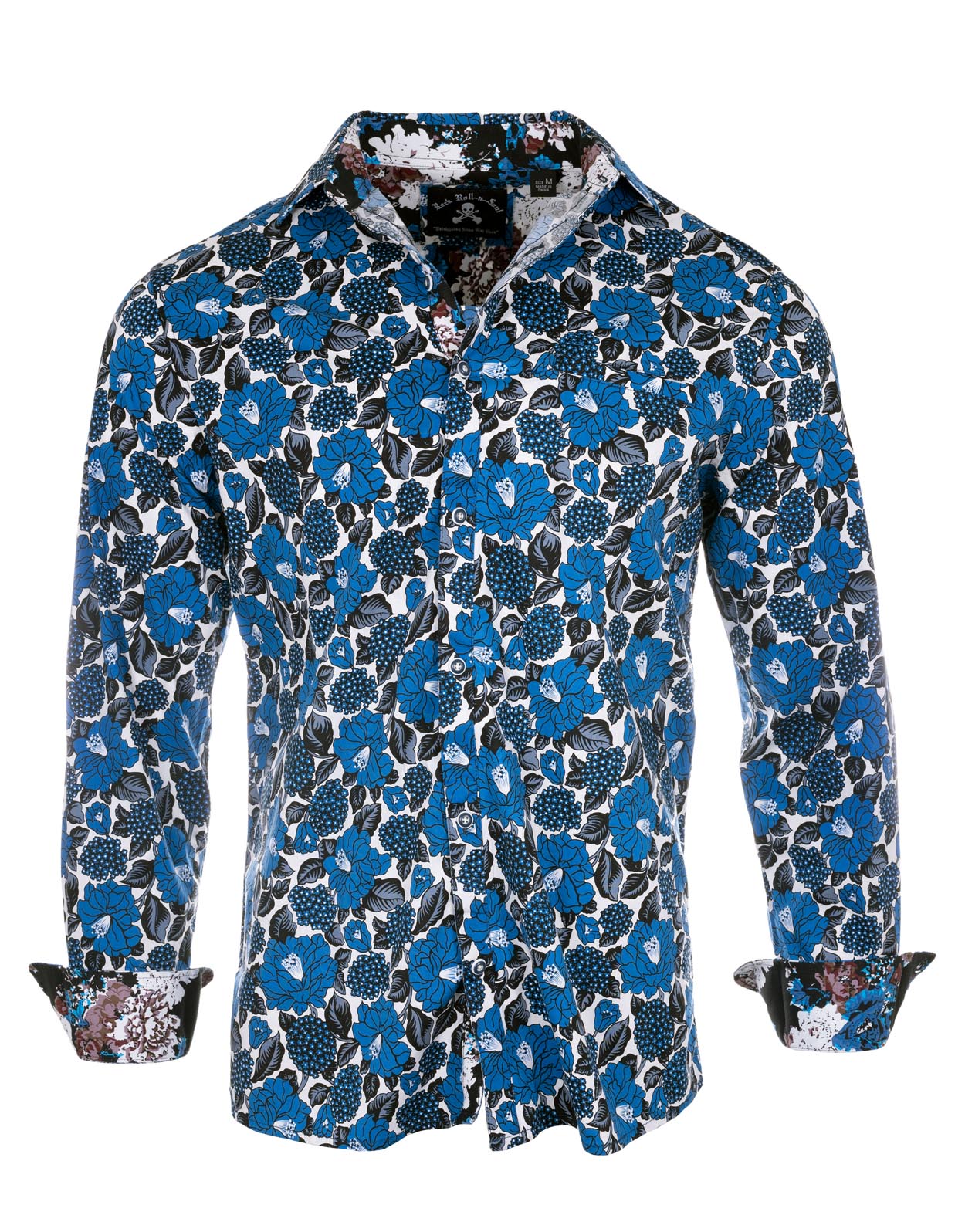 Men's LS Fashion Floral Shirt | Blue Orchid by Rock Roll n Soul