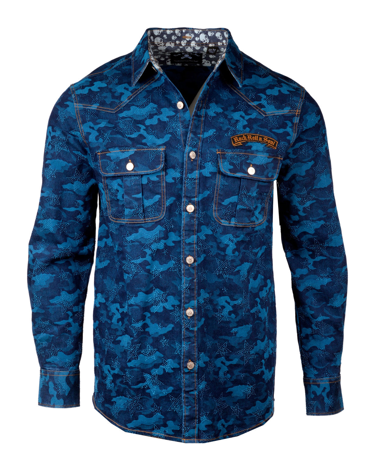 Men's Casual Fashion Button Up Shirt/Jacket - The Jean Genie with removable hood in Denim by Rock Roll n Soul