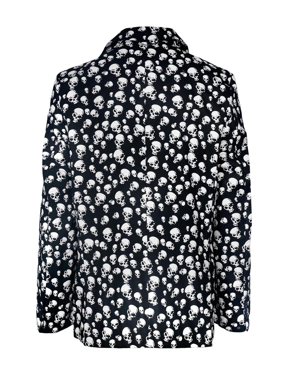 Men's Skull Blazer in Black w/ White Skulls by Rock Roll n Soul