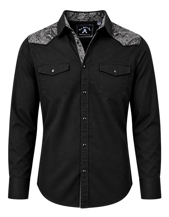SS Western Snake Shirt | Hot Blooded Charcoal Rock Roll n Soul