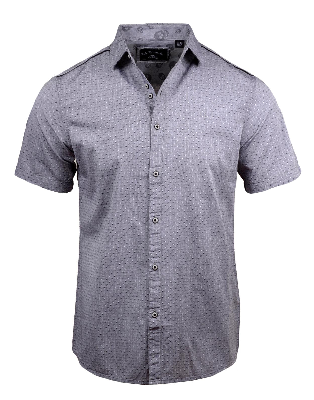Men's SS Button Up Fashion Shirt Grey | Lets Dance Rock Roll N Soul ...