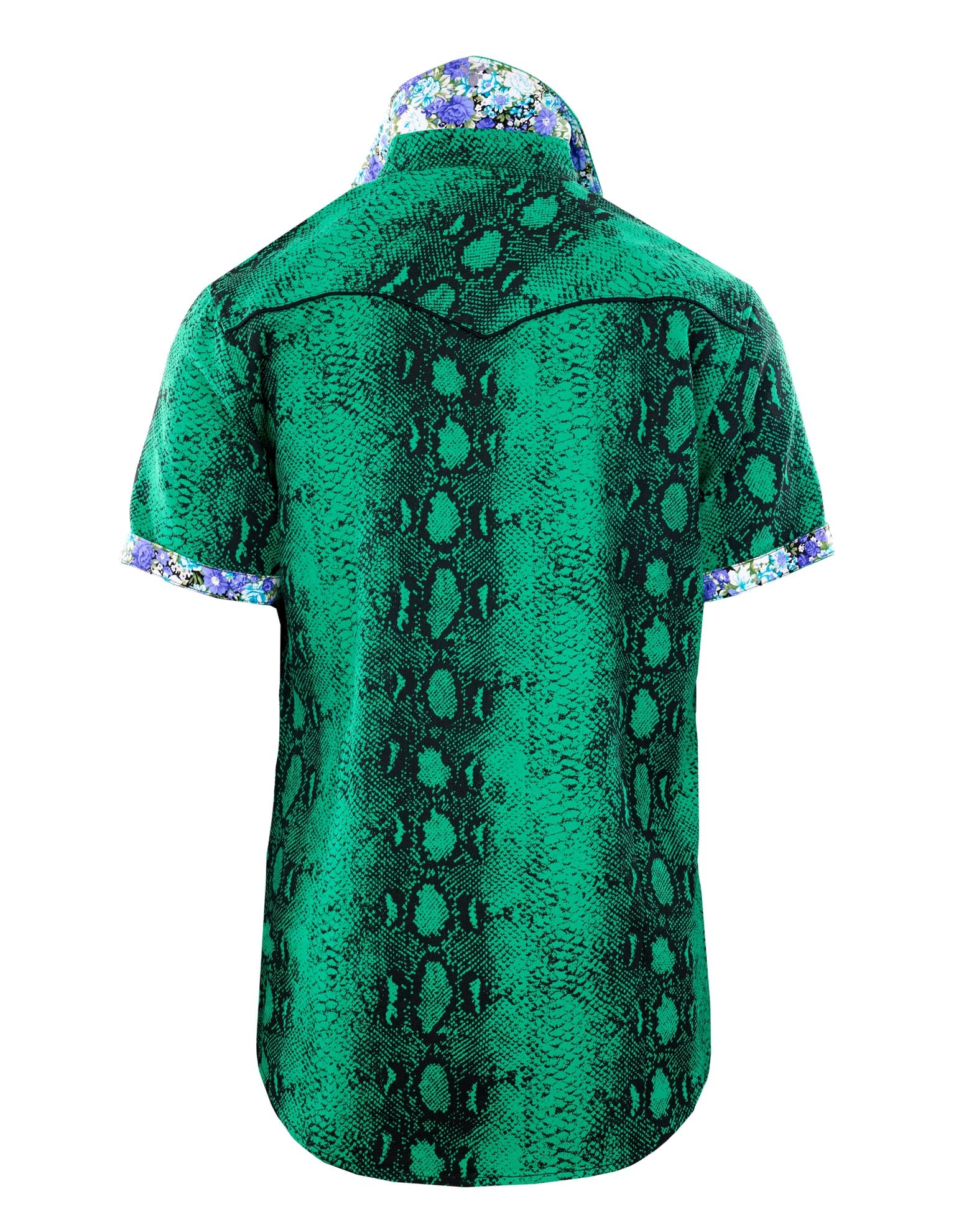 Men's SS Faux Snake Fashion Shirt | Lizard King Green Rock Roll n Soul
