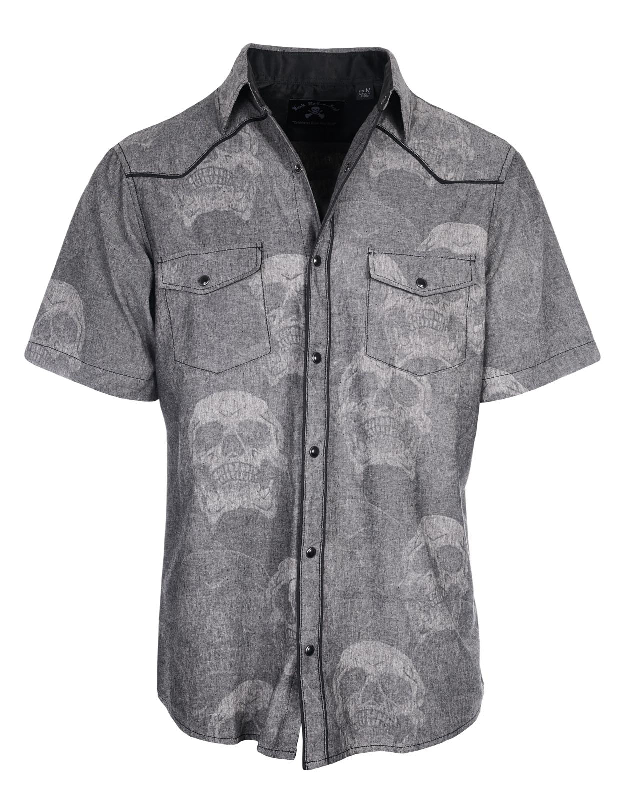 Men's SS Western Button Up Shirt | Fade Away Black Rock Roll n Soul