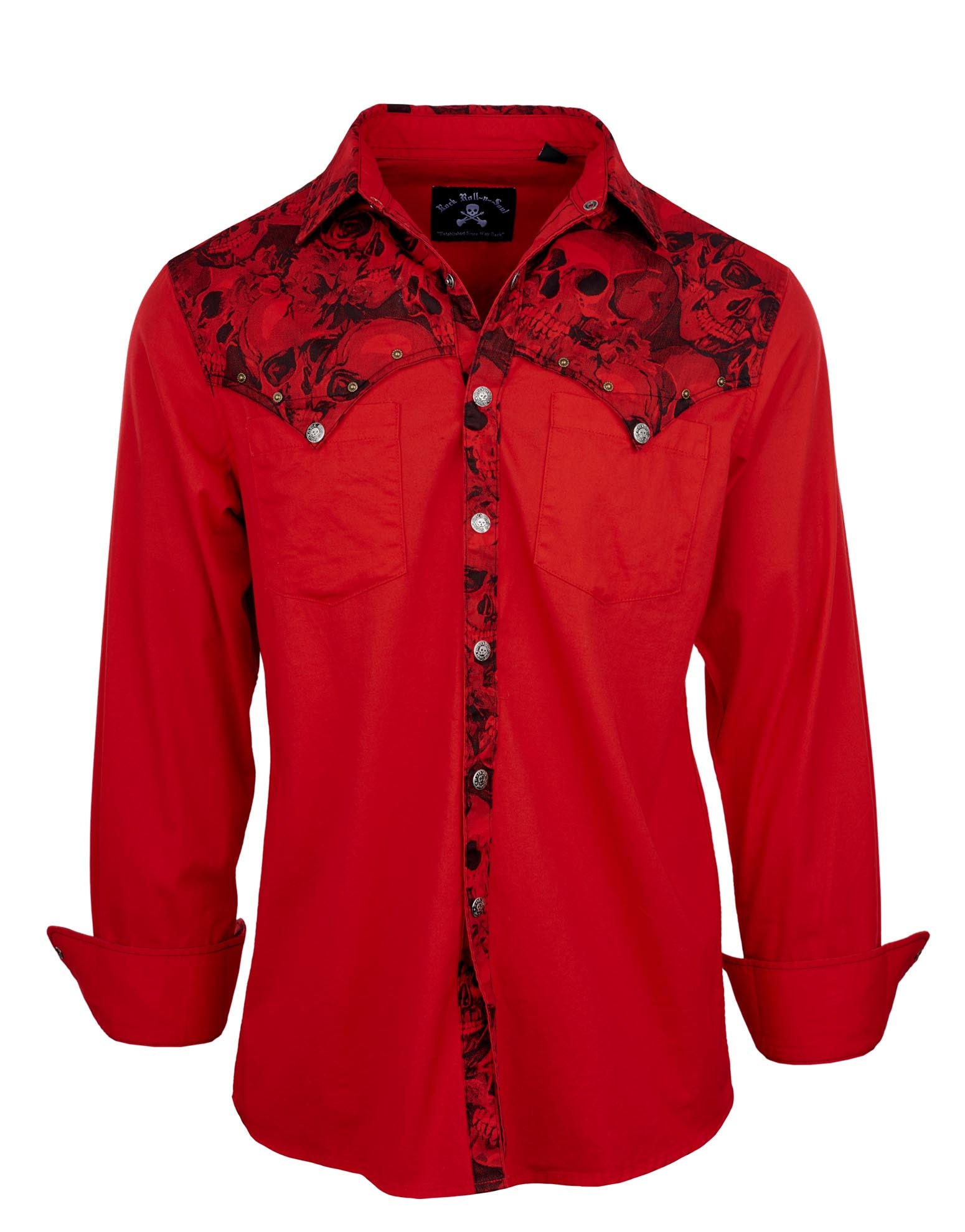 Men's LS Western Shirt | Whipping Post in Red by Rock Roll n Soul