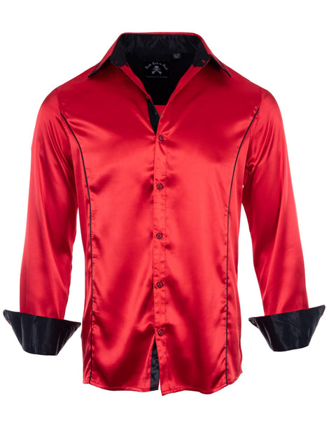 Men's LS Satin Fashion Shirt | Still of the Night Red Rock Roll n Soul Men's LS Satin Fashion Shirt | Still of the Night Red Rock Roll n Soul