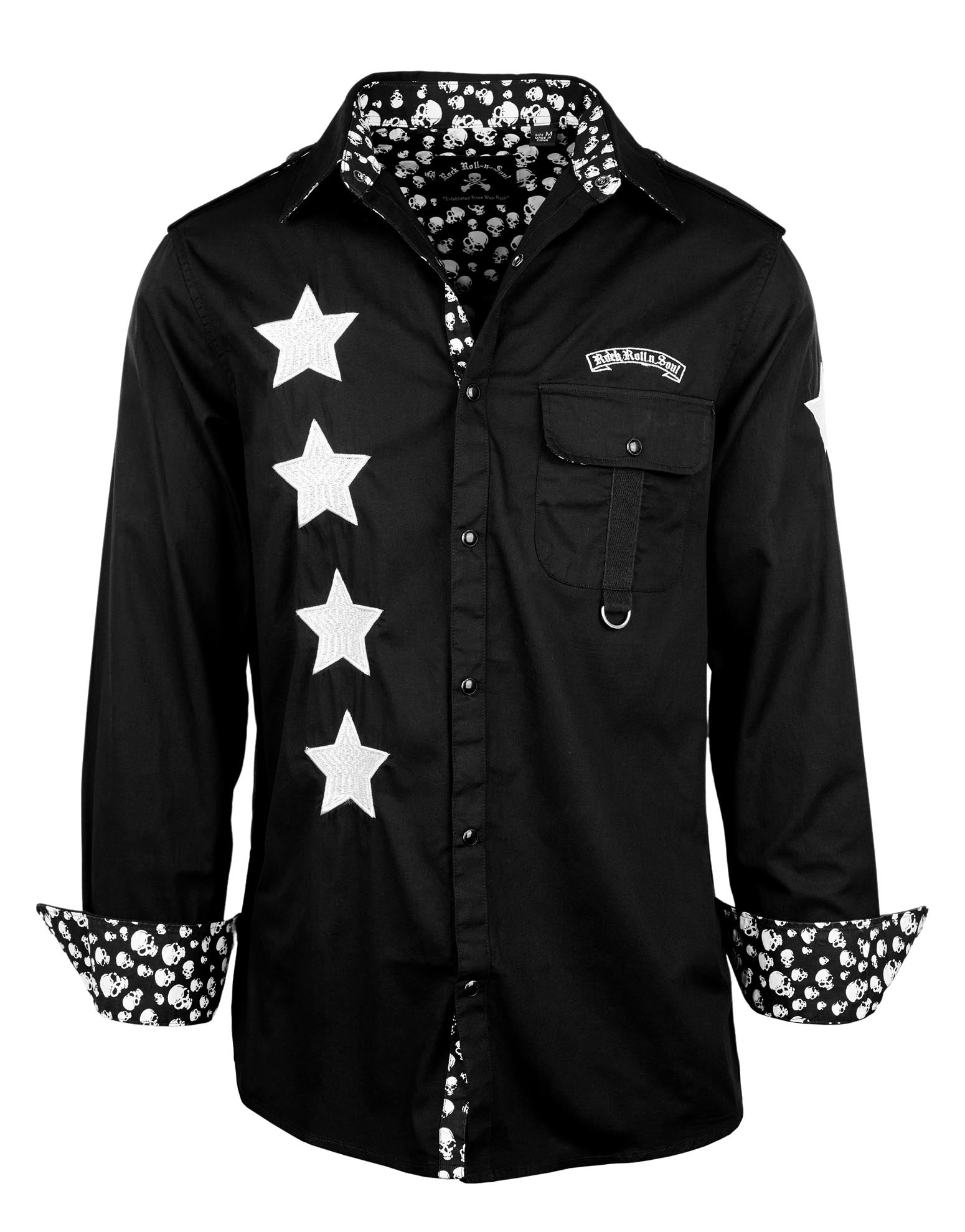 Men's Button Up Fashion Shirt | Starrider Black by Rock Roll