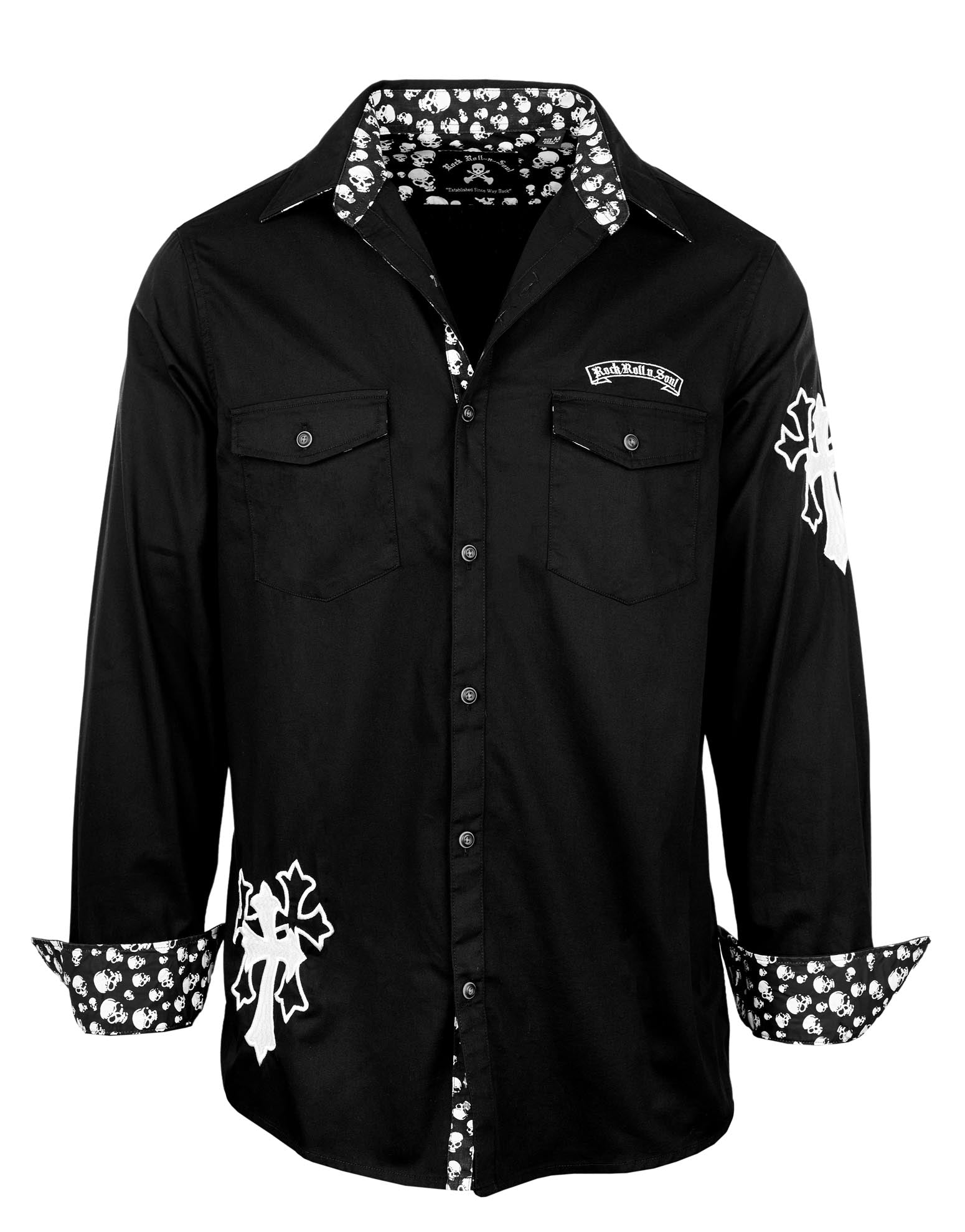 dress shirts with crosses Men's Embroidered Cross Shirt | Crucified by Rock Roll n Soul