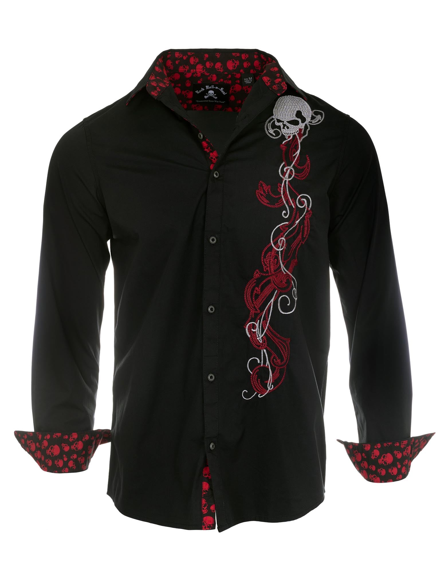 Men's Skull Button Up Shirt | Smoking Skull by Rock Roll N Soul