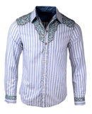 Men's Western Button Up Shirt - Western Back in the Saddle Again in White by Rock Roll n Soul