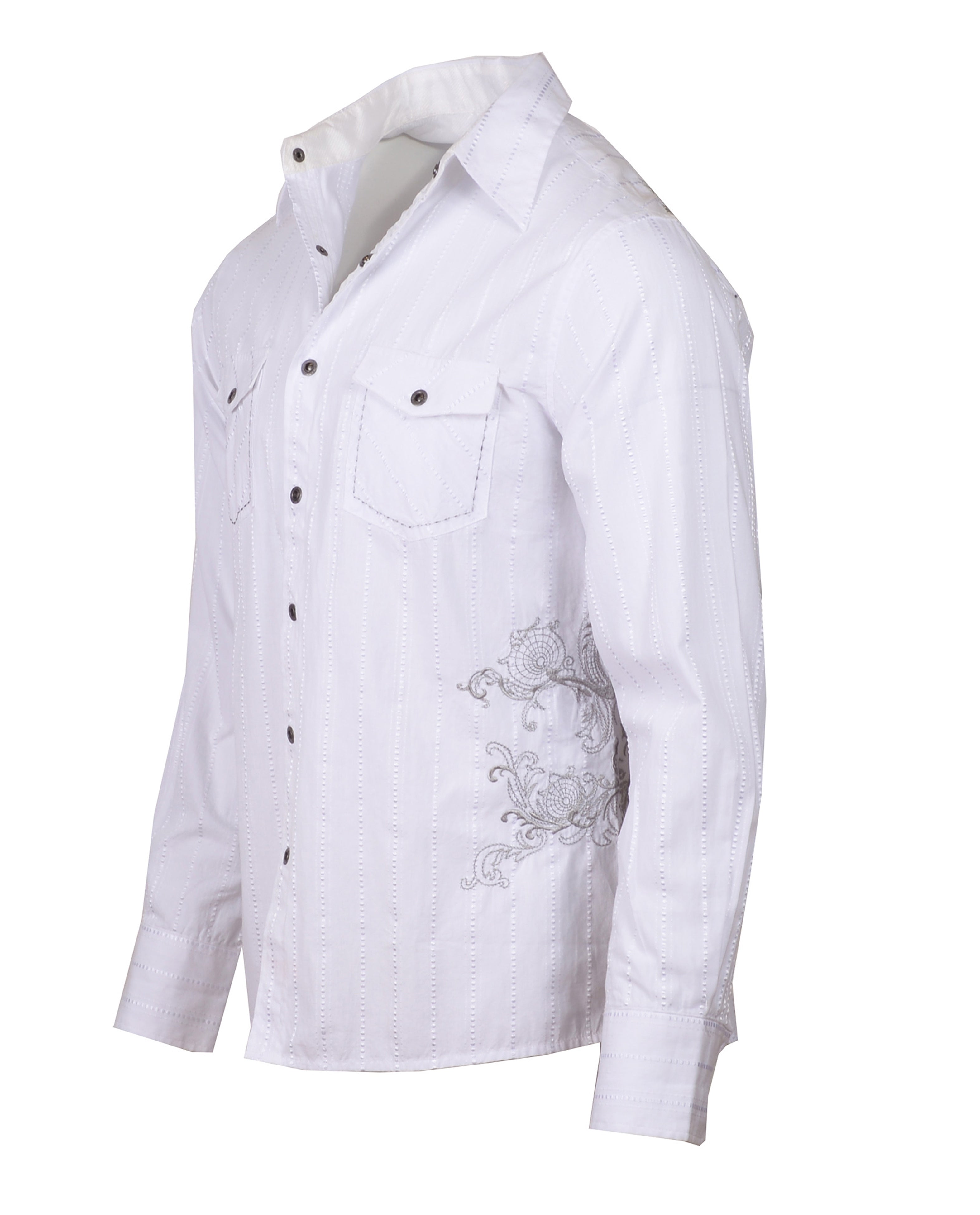 Men's Casual Fashion Button Up Shirt - Highway to Hello White by Rock Roll n Soul