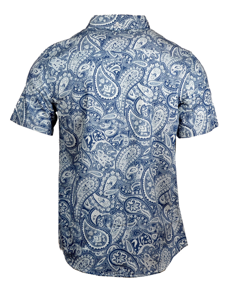 Men's Casual Fashion Button Up Shirt - S/S Hillbilly Deluxe Paisley by Rock Roll n Soul