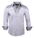 Men's Western Button Up Shirt - Western County Bars White by Rock Roll n Soul
