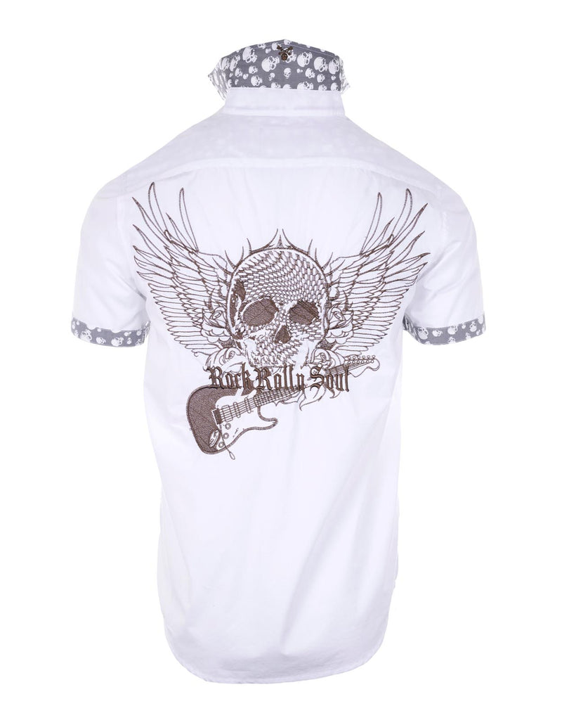S/S Flying Skull & Guitar White