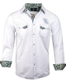 Men's Casual Fashion Button Up Shirt - Paradise City in White by Rock Roll n Soul2
