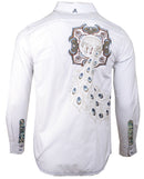 Men's Casual Fashion Button Up Shirt - Paradise City in White by Rock Roll n Soul1