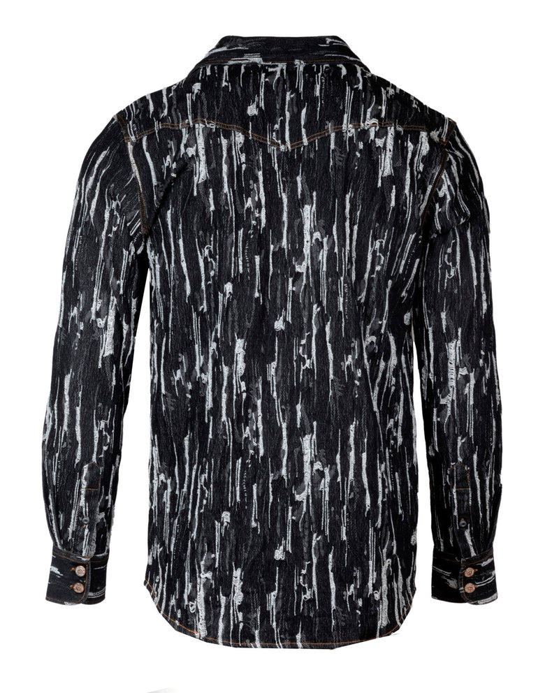 Men's Casual Fashion Button Up Shirt/Jacket - Hurt in Black Denim by Rock Roll n Soul3