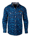 Men's Casual Fashion Button Up Shirt/Jacket - The Jean Genie with removable hood  in Denim by Rock Roll n Soul